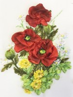 Маки и луговые цветы- Набор для вышивки лентами 